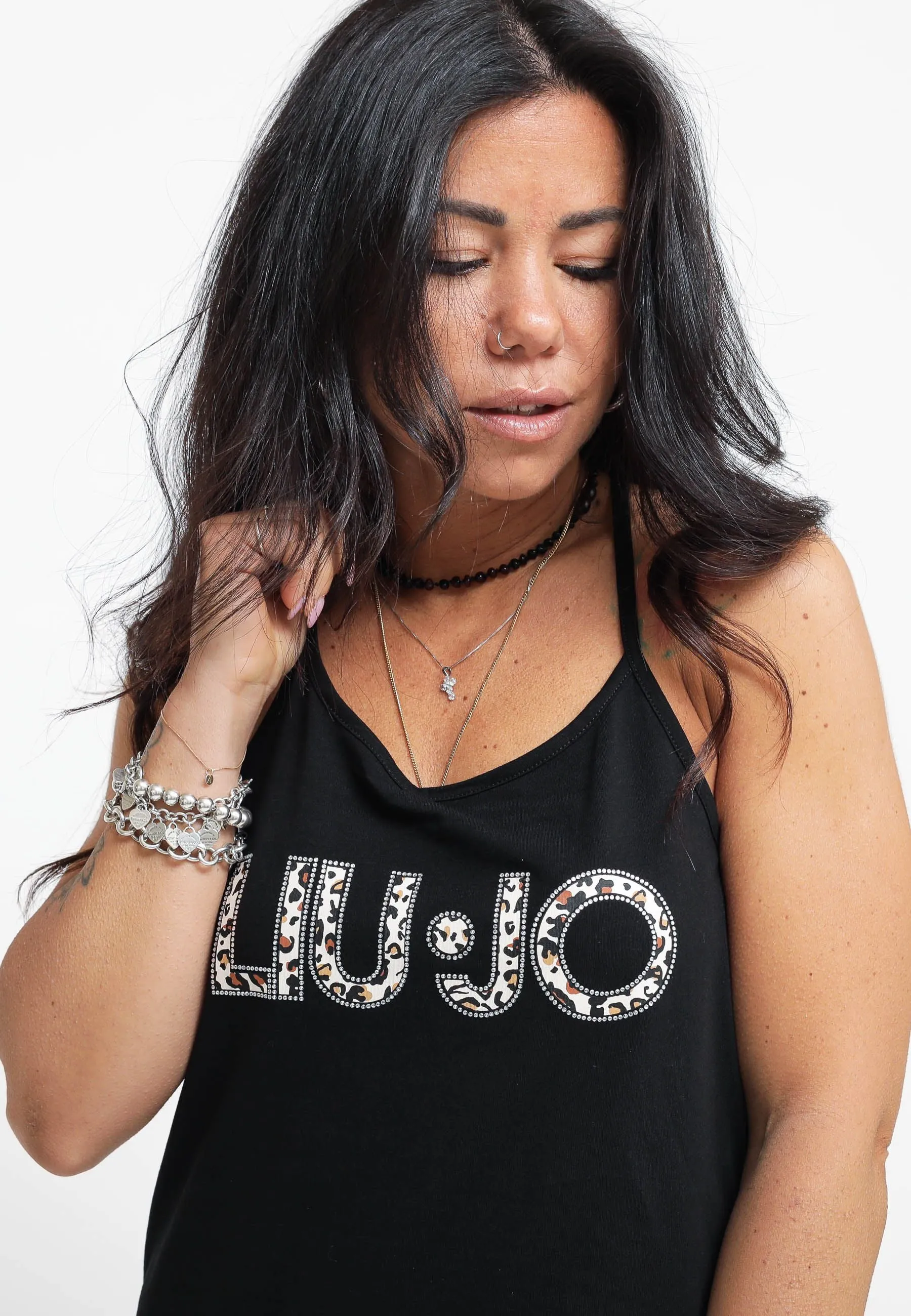 Jersey Dress - Black/Natural Leopard